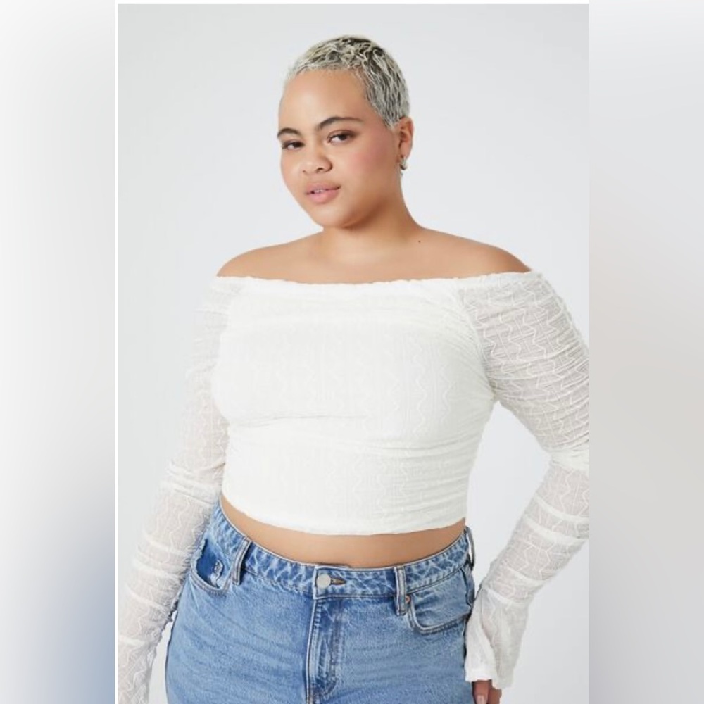 Forever21+ Plus Size Off-the-Shoulder Crop Top